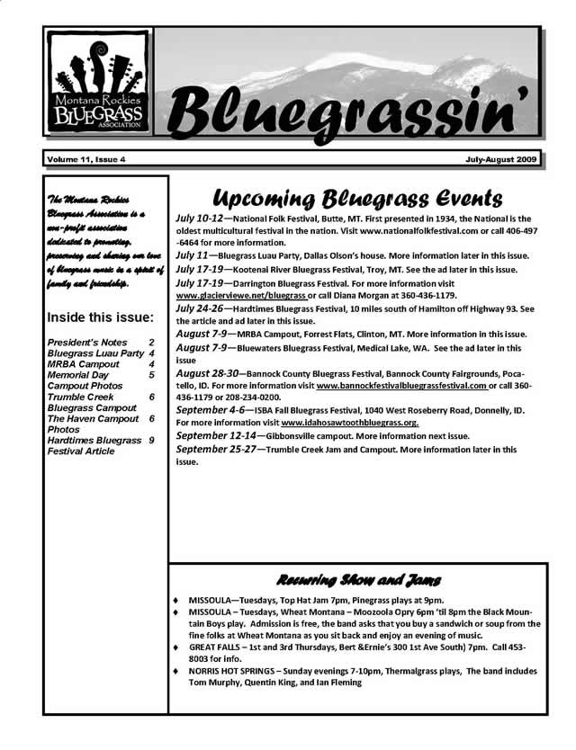 MRBA Newsletter Volume 11 Issue 4 (Jul-Aug 2009)