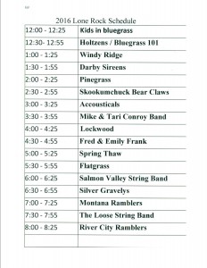 2016 Lone Rock Schedule